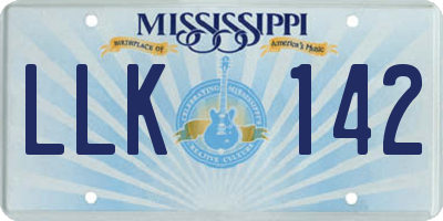 MS license plate LLK142