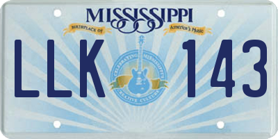 MS license plate LLK143