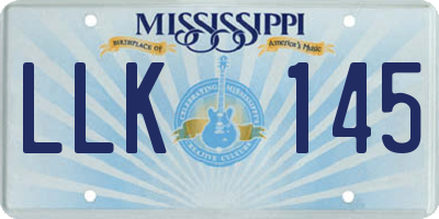 MS license plate LLK145