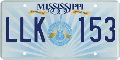 MS license plate LLK153