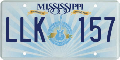 MS license plate LLK157