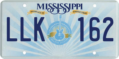MS license plate LLK162