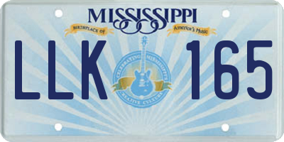 MS license plate LLK165