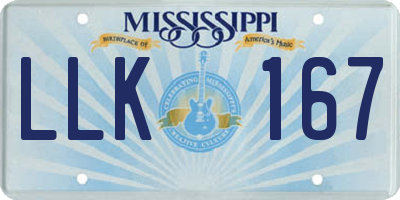 MS license plate LLK167
