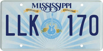 MS license plate LLK170