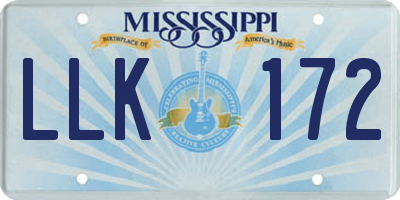 MS license plate LLK172