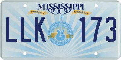 MS license plate LLK173