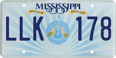 MS license plate LLK178