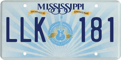 MS license plate LLK181