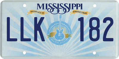 MS license plate LLK182