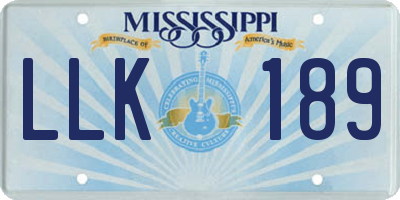 MS license plate LLK189