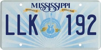MS license plate LLK192