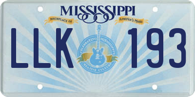 MS license plate LLK193