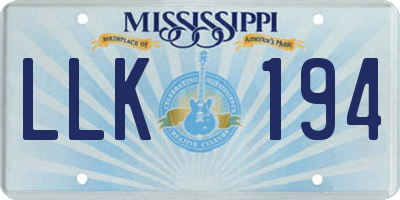 MS license plate LLK194
