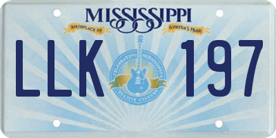 MS license plate LLK197