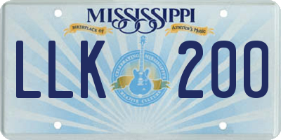 MS license plate LLK200
