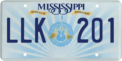 MS license plate LLK201