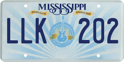 MS license plate LLK202