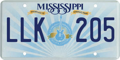 MS license plate LLK205