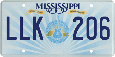 MS license plate LLK206