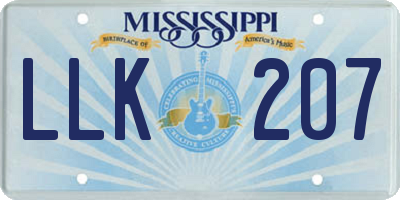 MS license plate LLK207