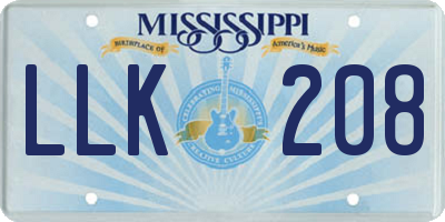 MS license plate LLK208