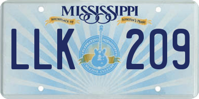 MS license plate LLK209