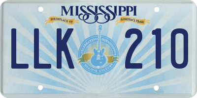 MS license plate LLK210