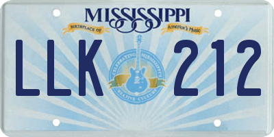 MS license plate LLK212