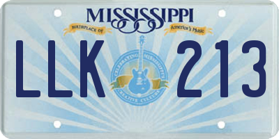 MS license plate LLK213