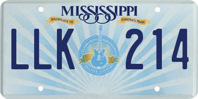 MS license plate LLK214