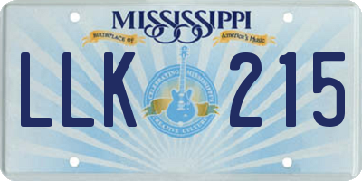 MS license plate LLK215