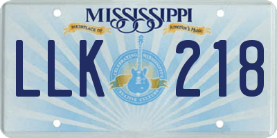 MS license plate LLK218