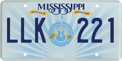 MS license plate LLK221