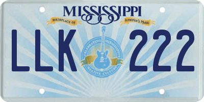 MS license plate LLK222