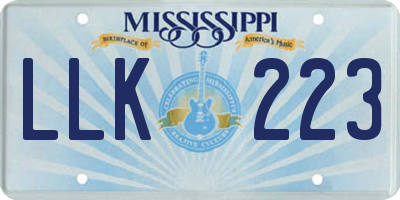 MS license plate LLK223