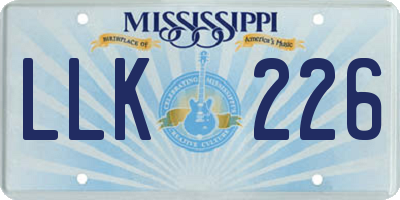 MS license plate LLK226