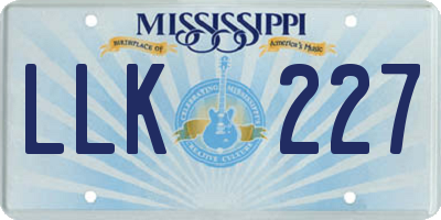 MS license plate LLK227