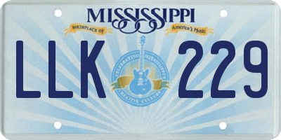 MS license plate LLK229