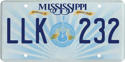 MS license plate LLK232