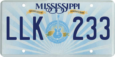 MS license plate LLK233