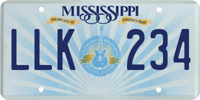MS license plate LLK234
