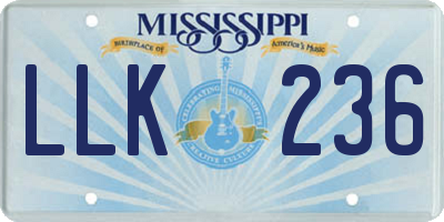 MS license plate LLK236