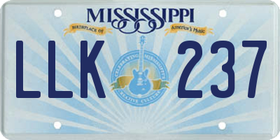 MS license plate LLK237
