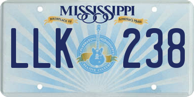 MS license plate LLK238