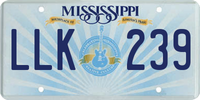 MS license plate LLK239