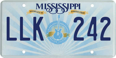 MS license plate LLK242