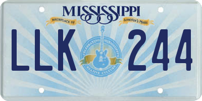 MS license plate LLK244