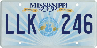 MS license plate LLK246