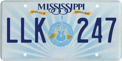 MS license plate LLK247